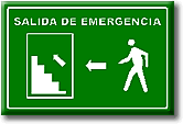 Salida de emergencia hacia la izquierda y arriba