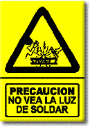 Precauci&oacute;n: No vea la luz de soldar